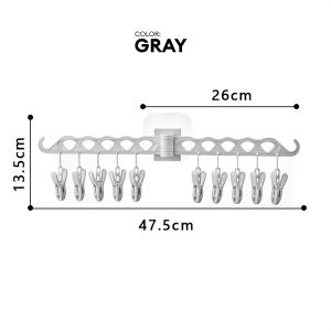 Locaupin Wall Mounted Clothes Hanging Rack Hanger Clips Socks Windproof Dryer Hanger