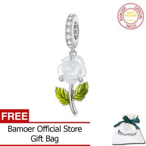 BAMOER 925สเตอริงเงินกุหลาบจี้ห้อยเปลี่ยนสีเปลี่ยนได้จี้เสน่ห์สำหรับสร้อยข้อมือและสร้อยคอผู้หญิง BSC824แบบ DIY