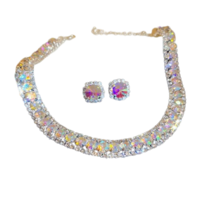 ICNWIEN Retro Crystal Necklace Vintage Handmade Necklace Earrings Set Sturdy Reusable Rhinestone Choker Necklace Jewelry Accessories