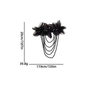 INVADER 1Pc Beaded Decoration Flower Patch Detachable Tassel DIY Sewing Decals Fashion Crystal Chiffon Embroidery Patch