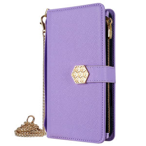 for VIVO V27 Pro V27e Wallet Case V29e V29 Pro Lite 5G Leather Cover with Metal Strap Card Slots Zipper Bag
