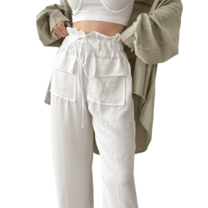 Celana kantor wanita pinggang karet celana bahan wanita celana kerja wanita panjang muat BB40-75kg