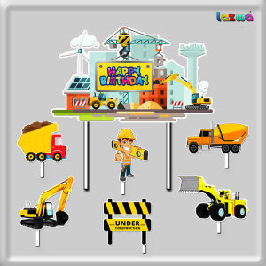 Topper Cake Excavator Traktor Beko Happy Birthday