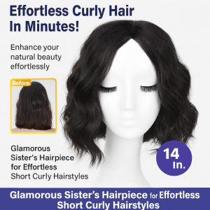 Elegant Retro Hong Kong Style Short Wig for Women Cute Wavy Natural Hair Clip-in Hairpiece Extensions