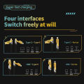 PD 65W 27W Fast Charger Cable 4 in 1 Dual Type C USB For Android iOS Metal USB Charging Cable. 