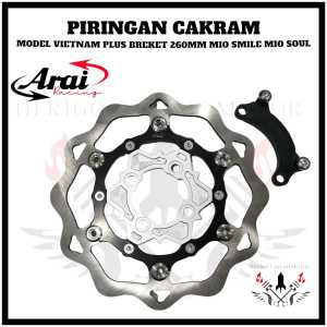 PIRINGAN CAKRAM DISC BRAKE DEPAN ARAI ORIGINAL MODEL GALFER VIETNAM LEBAR 260 MM PLUS BREKET KALIPER STANDAR PNP MIO SMILE SPORTY MIO SOUL MIO LUBANG 4 MIO KARBU HERIGO.ID