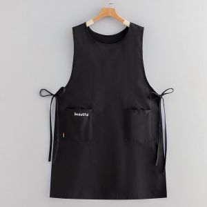 MADEWITH Polyester Long Vest Apron with Pockets Waterproof Pinafore Aprons  Breathable Cooking Apron Kitchen Use