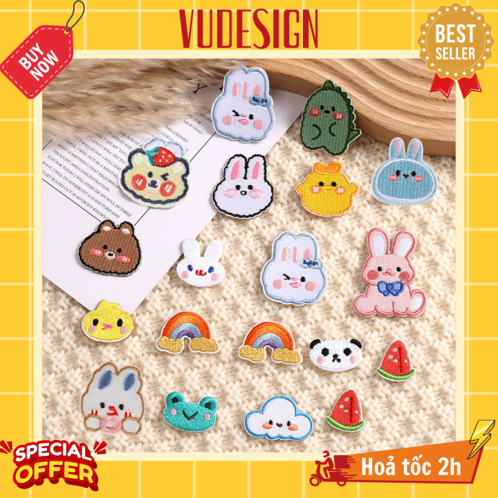 Sticker Dán Vải, Sticker Ủi Thêu Quần Áo, Balo Con Vật Dễ Thương Thỏ ...