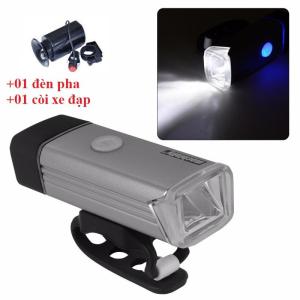 Đèn pha siêu sáng trên xe đạp Tặng còi hú 6 âm thanh chất lượng cao