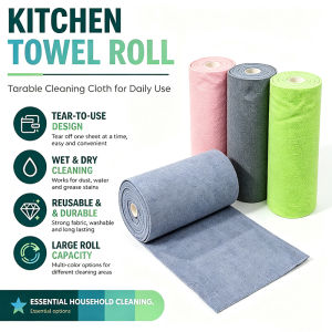 20PCS/Roll Microfiber Towel Absorbent Kitchen Cleaning Dishcloth Non-stick Oil Dish Rags Napkins Tab