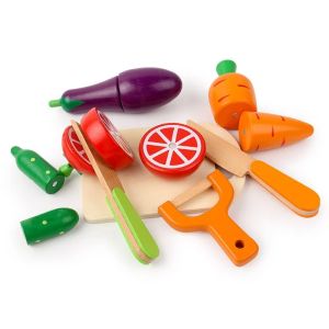 Simulation Kitchen Pretend Toy Wooden Classic Game Montessori Educational Toy For Children Kids Gift Cutting Fruit Vegetable Set2026