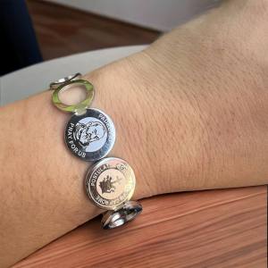 Sophie and Basty Stainless Steel Padre Pio Pray for Us Protection Clasp Bangle with Free Box