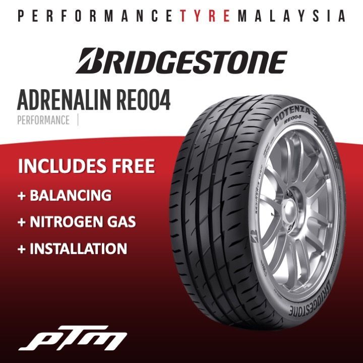 Bridgestone Potenza Adrenalin RE004 15 16 17 18 inch Tyre (FREE ...