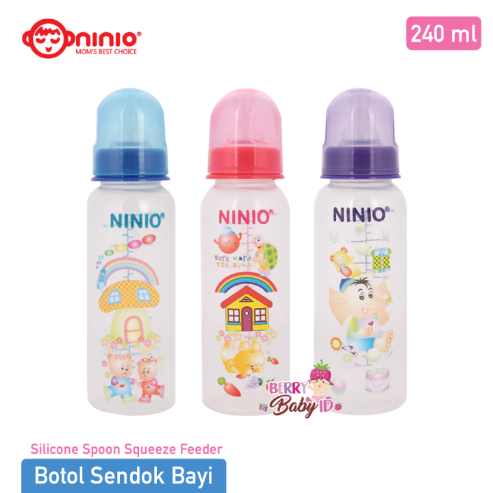 Ninio Botol Sendok Botol Susu Bayi 240 ml Silicone Squeeze