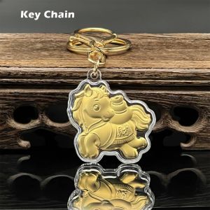 PICKIT Imitation Gold Foil Zodiac Horse Pendant Decoration Lucky Horse Key Chain Multi-functional Bag Pendant Souvenir