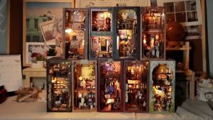 [Ready Stock] Cutebee 3D DIY Wooden Puzzle Book Nook Kit Series Miniature House Bookshelf Dollhouse