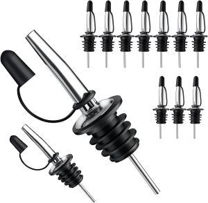 12-Pack Liquor Pour Spouts with Dust Caps - For Alcohol & Olive Oil Bottles Must-Have Bartender Accessories