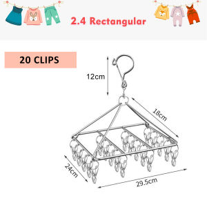 Encora Stainless Steel Laundry Drying Drip Clips Hanger Windproof Clothes Socks Dryer Hanger