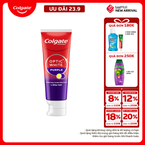 [Chỉ 23.9_Voucher đến 26%] Kem Đánh Răng Colgate trắng răng Optic White Purple 100g - công nghệ sắc tím hiệu chỉnh sắc vàng trên răng