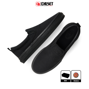 DILSET - Slip On Vinretro Full Black | Sepatu Slip On Original | Sepatu Slip On Pria | Sepatu Slip On Sekolah | Sepatu Murah | Sepatu Casual