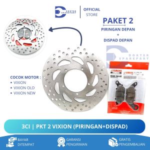 (MURAH) 3CI PAKET 2 PIRINGAN CAKRAM SET + DISPAD DEPAN VIXION OLD NEW / REM / CAKRAM / KAMPAS