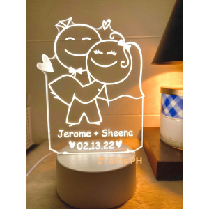 Wedding Souvenir Acrylic LED Lamp with Text Customized Personalized Couple Ring Hearts Ninong Ninang