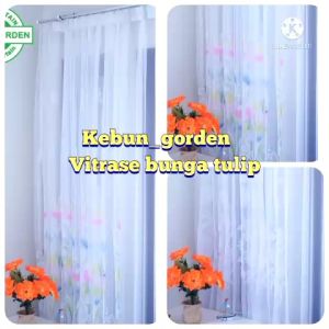 [GROSIR] TERLARIS VITRASE GORDEN BUNGA TULIP BUAT JENDELA DAN PINTU