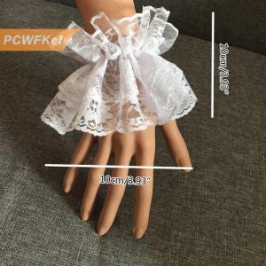 【PCWFKef】 Lolita tay áo cổ tay còng Xù Hoa Đen ren đàn hồi Vòng đeo tay nữ thanh lịch găng tay ren ngắn Halloween