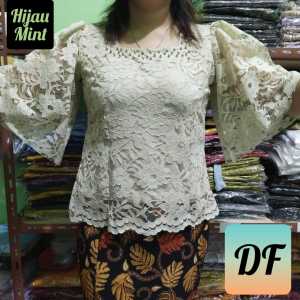 PIPO ATASAN SEMI RENDA MUTIATA/BLUS BROKAT WANITA TERBARU/BAJU SEMI KEBAYA TANGAN KEMBANG