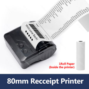 3inch 80mm Thermal Receipt Printer Handheld Portable Printer Mini Bluetooth Wireless Usb Wired Mobile Compatible with Android IOS Windows POS Printer for Restaurant Supermarket Kitchen Office Small Business