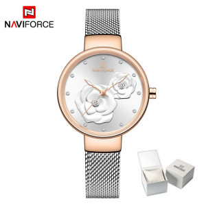 NAVIFORCE Women Watch Waterproof Diamonds Stainless Steel Watch Original 2024 Rose Gold Watch Girls