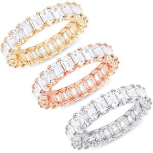 LUBIK Elegant 925 SilverGoldRose Gold Wedding Rings White Sapphire Ring Size 6-10
