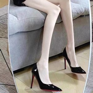 [Free Shipping] Size 35-50 12Cm High Heels Red-Soled WomenS Stiletto Heels New Style Plus-Size Professional Dress Shoes Shallow-Toe Wedding Shoes