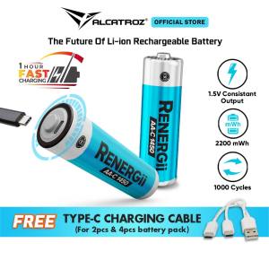 Alcatroz Renergii Li-Ion AA / AAA Rechargeable Battery | Huge Battery Capacity | Type C Charing Port