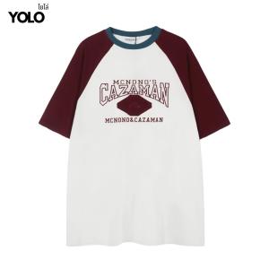 CAZAMAN เสื้อยืด OVERSIZE เสื้อยืดโอเวอร์ไซส์ เสื้อคอตตอน TWO-TONE คอกลม แนวสตรีท 23351