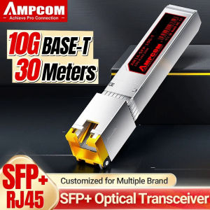AMPCOM 10G SFP  to RJ45 SFP  Transceiver Ethernet Copper RJ45 to SFP Fiber Optical Module Transceiver CAT6A/CAT7 Up to 30M