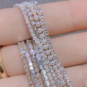 DORISNA Nail Art Chain 25cm 3D Silver Chain Metal Diamond Pearl Decoration DIY Handmade Nail Decoration Decoration Accessories