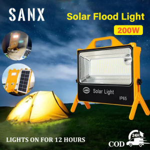 SANX 200W Solar Light IP65 Waterproof LED Solar Flashlight Portable Solar Flood Light USB Rechargable Emergency Light Camping Light 5 Modes Outdoor Hand Light