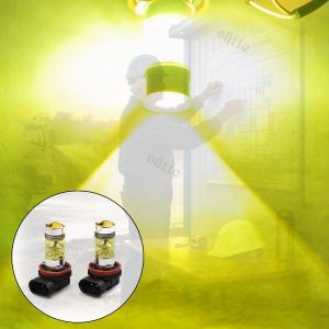 100W Dual Color LED Fog Light H11/H8 – 4300K Yellow + 6000K White Waterproof Plug & Play