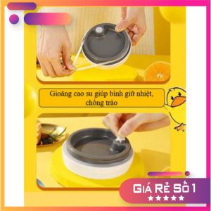 Ca ủ cháo ba lớp cách nhiệt bình ủ cháo cho bé Hàng Chính Hãng loại 1 hình vịt vàng đáng yêu
