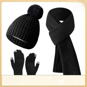 Winter Knitted Hat Scarf Gloves Set - Fleece-Lined Thick And Warm Cozy 3-Piece Winter Accessories