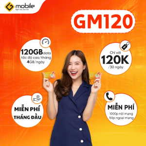 SIM 4G Gmobile GM120 Sóng Mobifone Ổn Định Xài 1 Tháng Không Cần Nạp Sẵn Data Tốc Độ Cao 4GB/Ngày + 1050 Phút Gọi/Tháng | FREESHIP - CHƯA KÍCH HOẠT