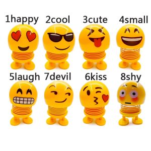 Car Emoji creative shaking head doll Automobile Ornaments Shaker Plastic Cart Spring Man Smile Interior Decoration
