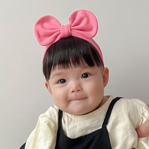 GUORE Natural Soft Fashion Decor Fringe Kids Synthetic Children Girls Princess Wig Headband Toddler Neat Bang Newborn Baby Headwear Baby Bowknot Headband Wig