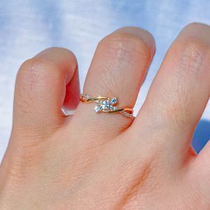 Cincin emas asli kadar 700 70 16k solitaire korean look listing red clover V