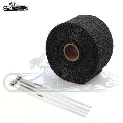 Pinph Motorcycle 5M Thermal Wrap Insulating Exhaust Muffler with 4Pcs Stainless Ties (Black/Brown )
