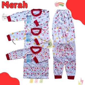 3 Setel Baju Bayi Set Oblong Lengan Celana Panjang 3-15 Bulan Set Pakaian Piyama Anak Harian