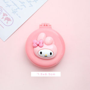 Sanrio Kuromi Cinnamoroll My Melody Pompompurin Cartoon Round Large Folding Air Cushion Comb Mirror School Stationery Supplies Folding Comb Airbag Massage Hair Brush With Mirror Anti-static Comb