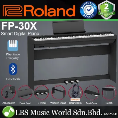 Roland FP-30X 88 Key Digital Piano Portable Package Electric Weighted Keyboard - Black (FP30X FP30 X FP 30X)