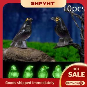 SHPYHT 5 10pcs giả chim ma lễ hội Halloween trang trí mô phỏng nhựa đen Crow Halloween thu nhỏ đen Crow bức tượng nhỏ Prop